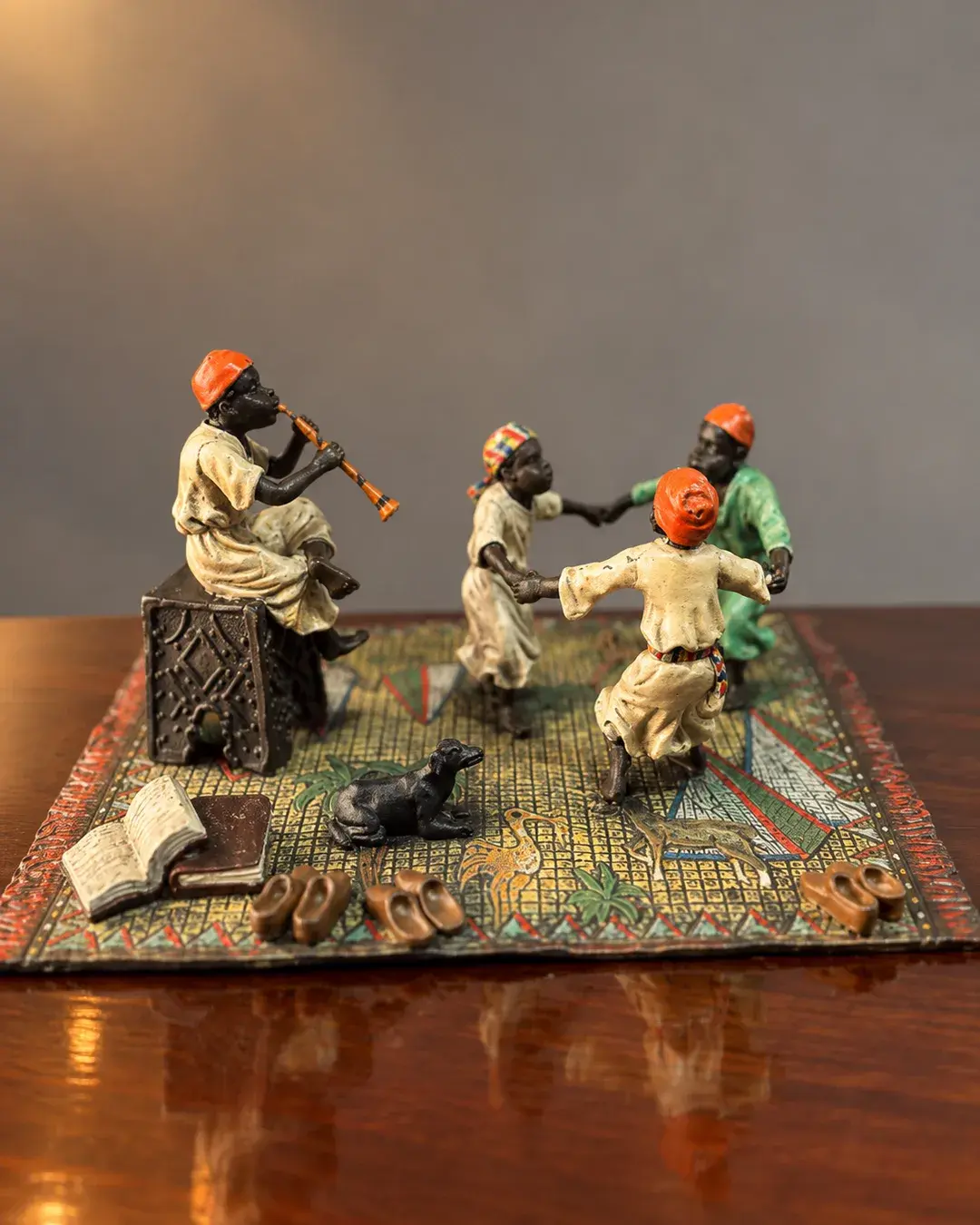 Franz Xaver Bergman "Dancing Children on a Rug" Orijinal Damgalı Viyana Bronz Heykel