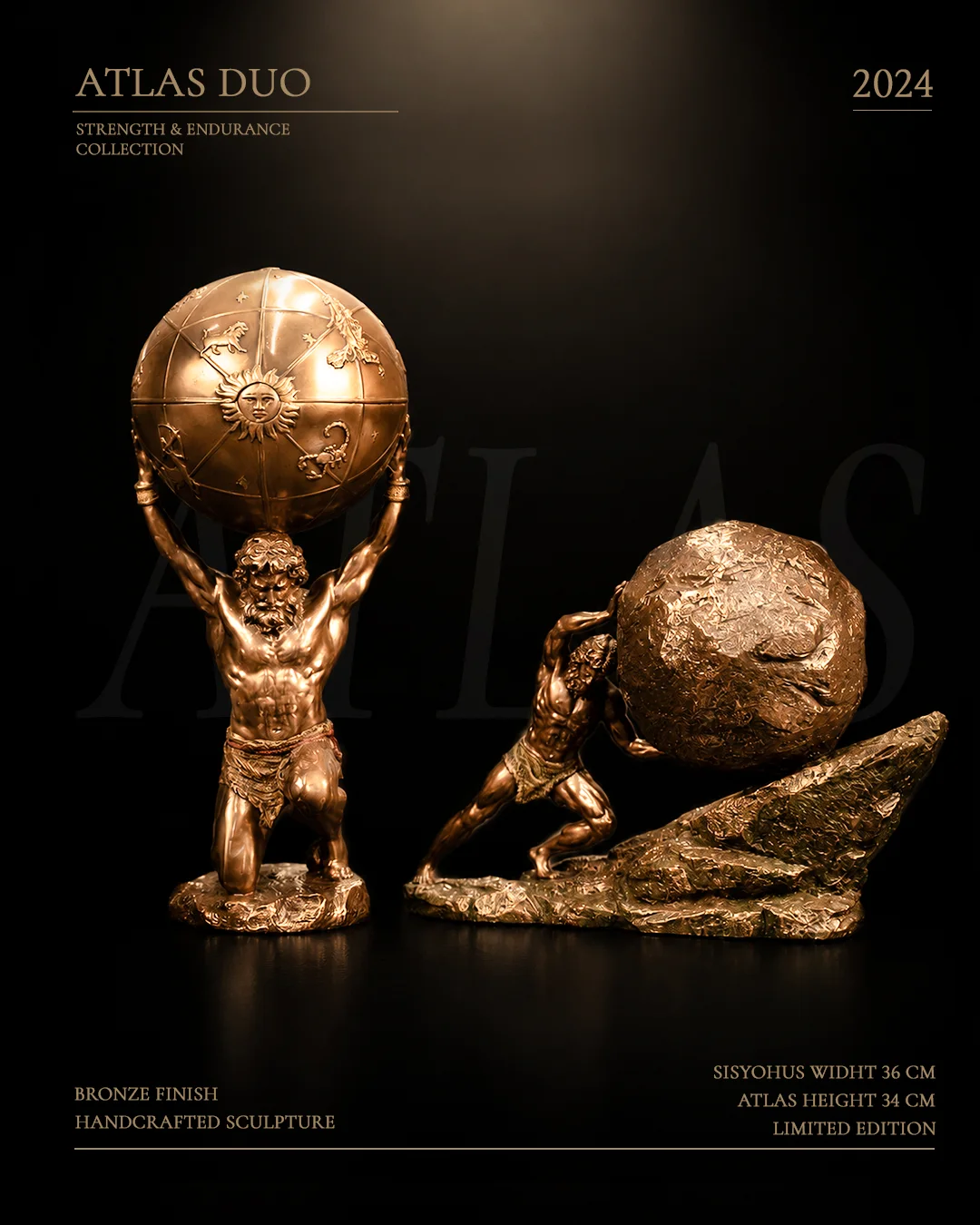Atlas Duo — altın heykel